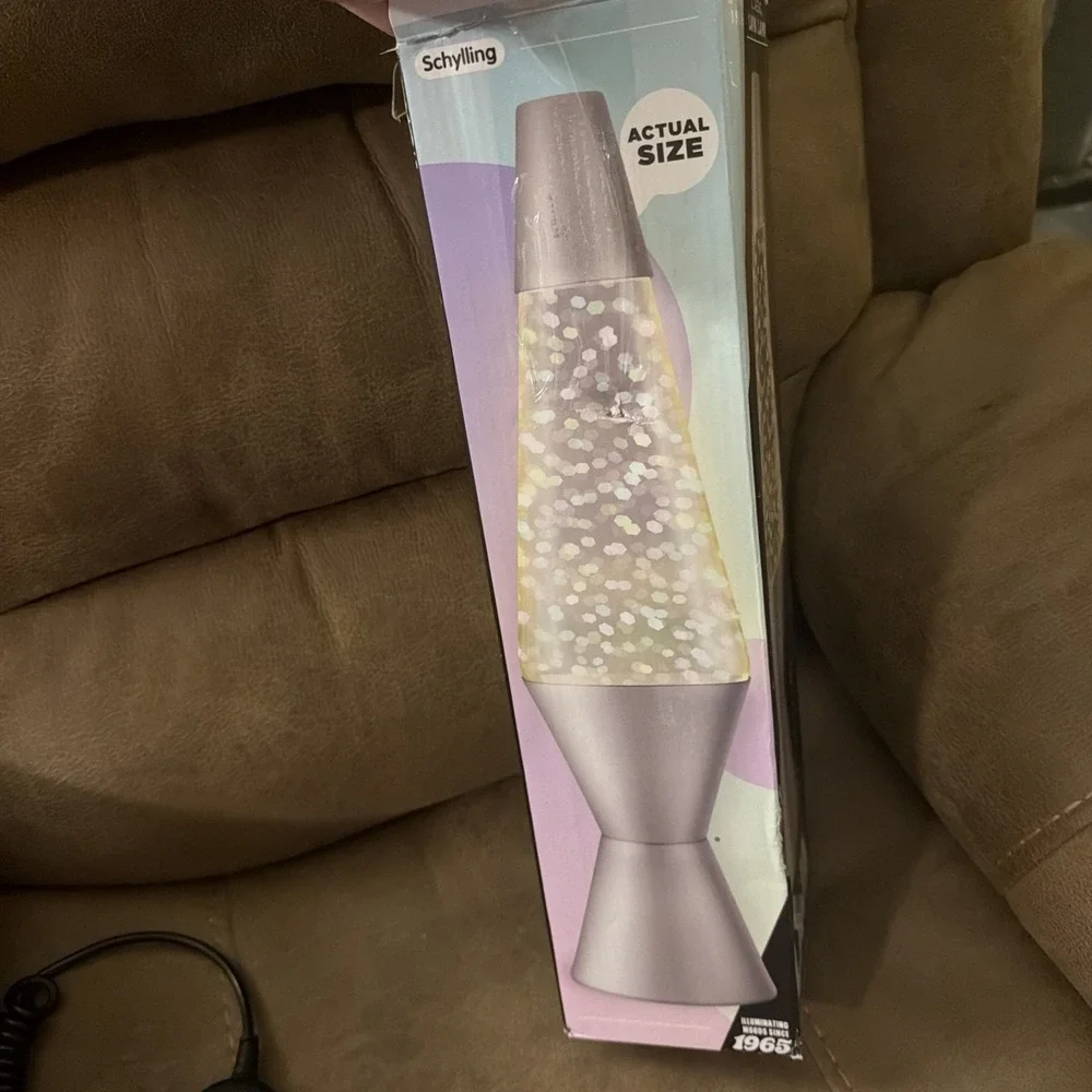 Original LAVA Lamp Silver Base Multi Glitter Swirl Motion 14.5